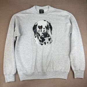 Vintage Dalmatian Dog Sweatshirt Men's L Gray Platinum Sweats Animal Tee USA